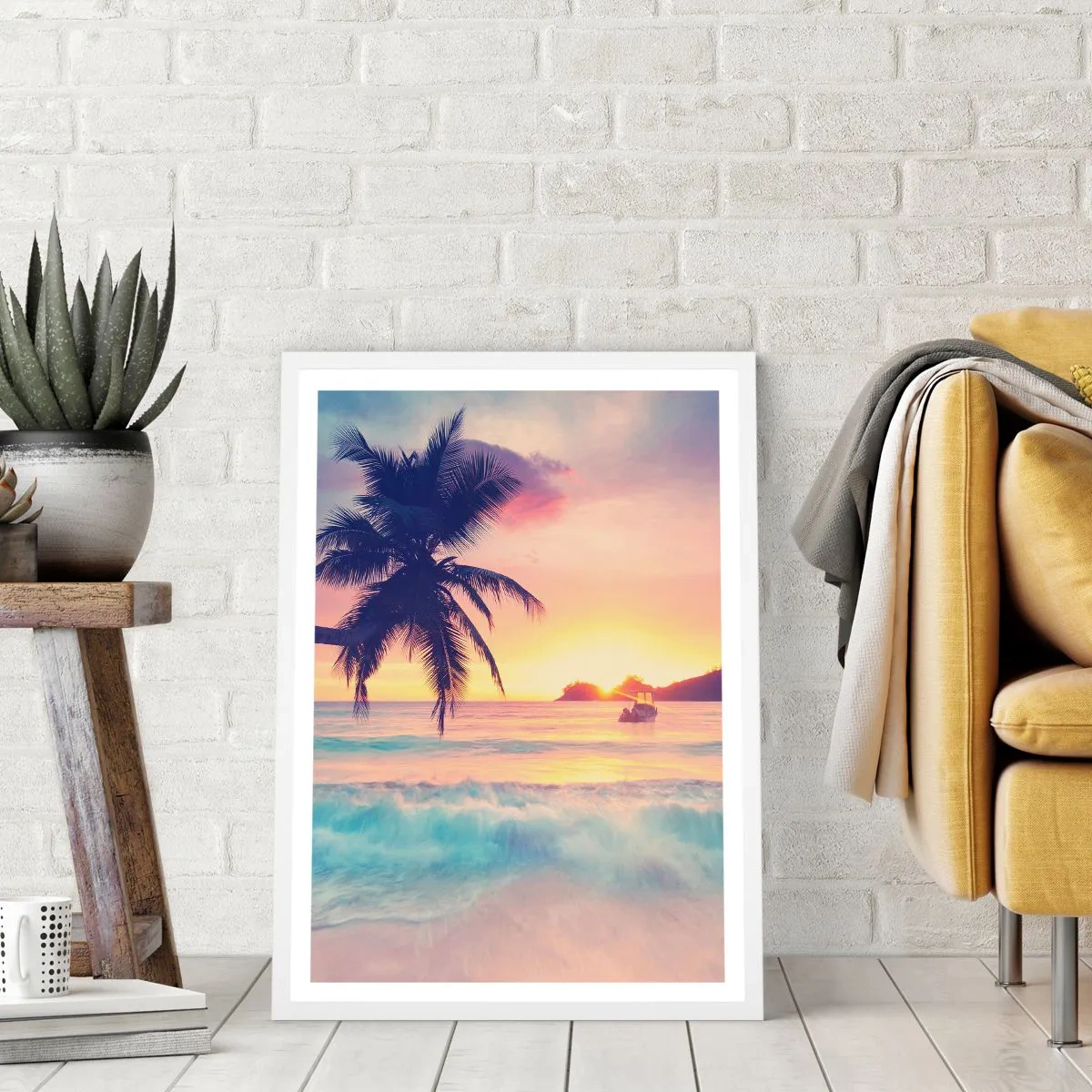 Poster in einem weißen Rahmen - Ein Abend in der Bucht - 50x70 cm