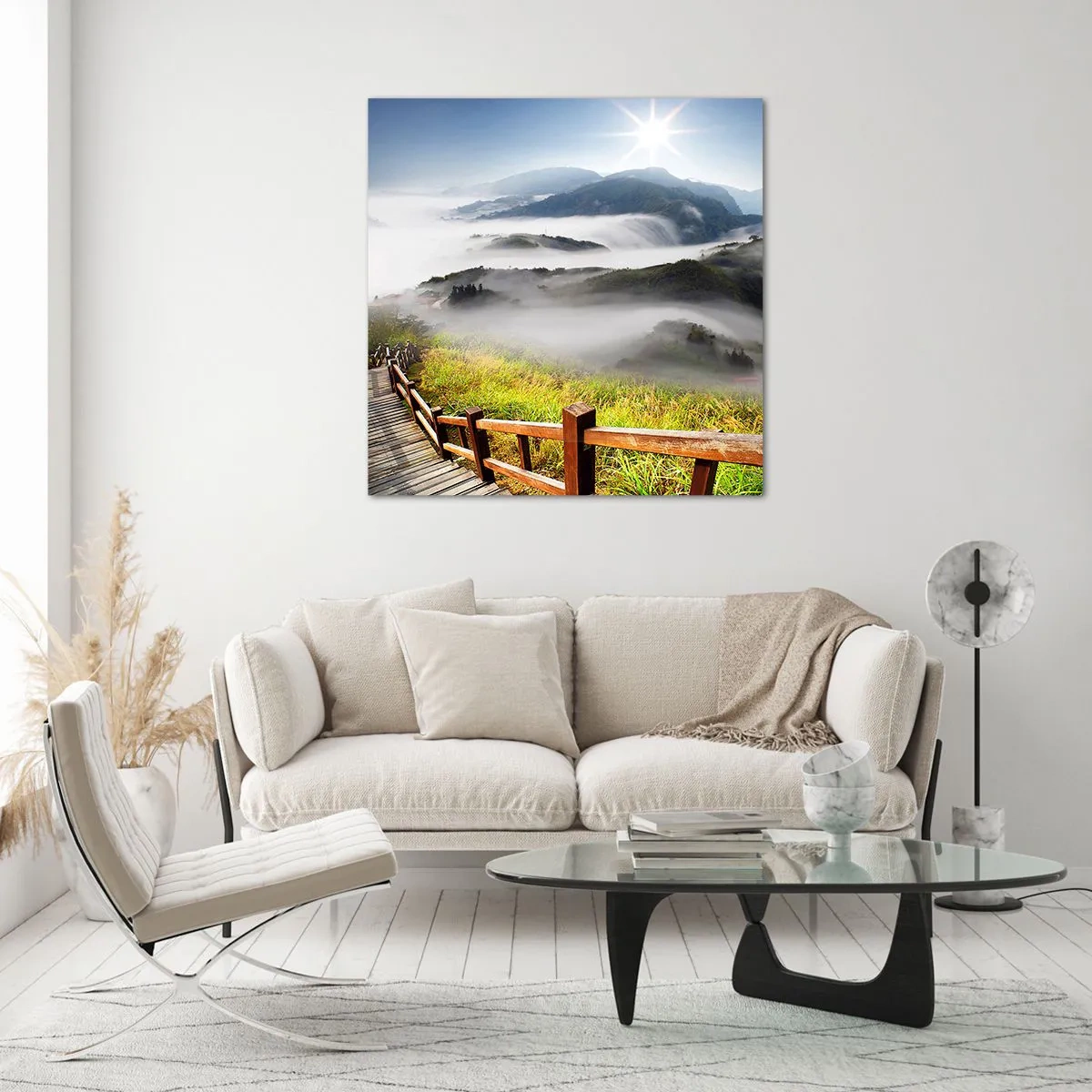 Glasbild - Bild auf glas - Gewebt aus Lichtschein und Nebel - 70x70 cm