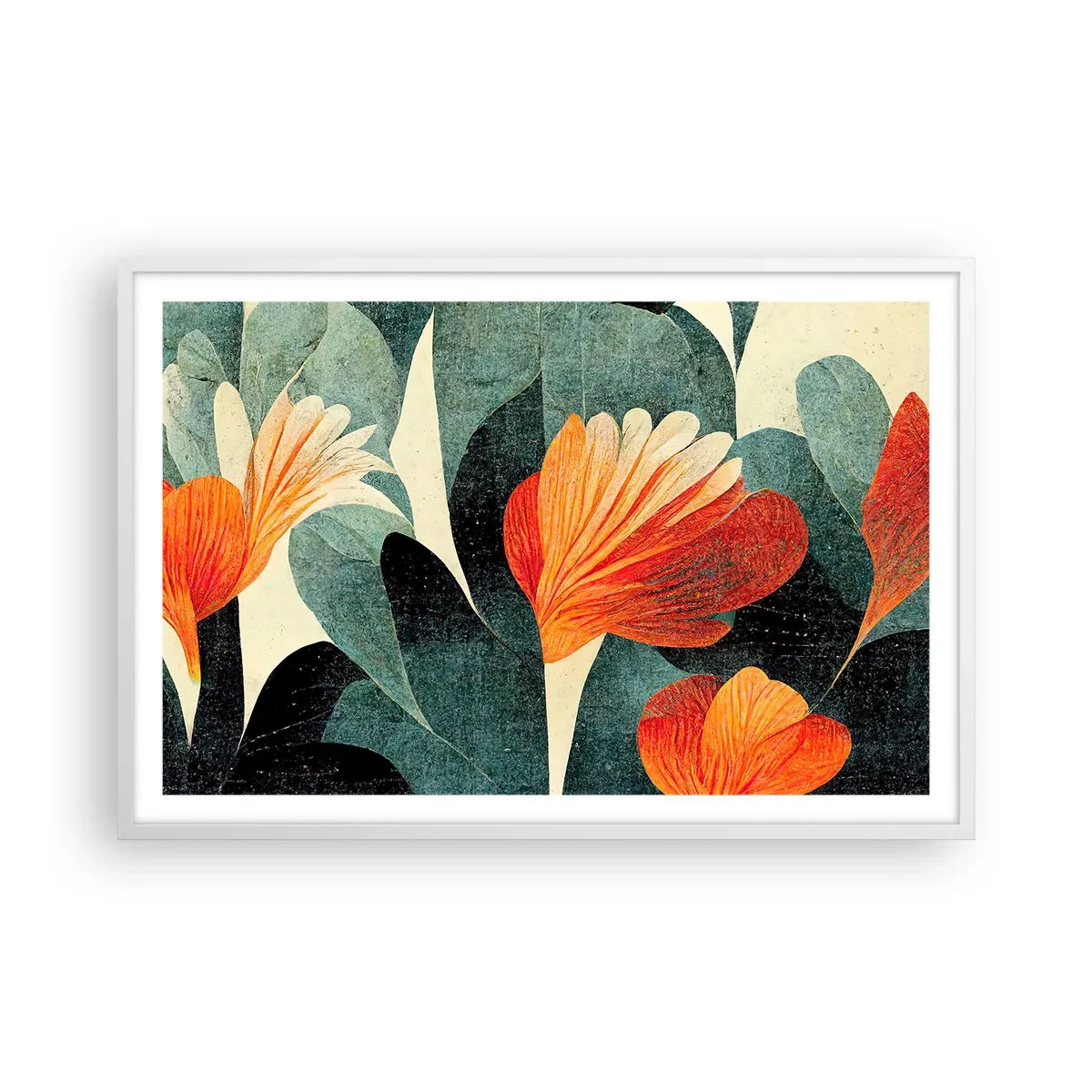 Poster in einem weißen Rahmen - Hitze der Tropen und Kühle des Grüns - 91x61 cm