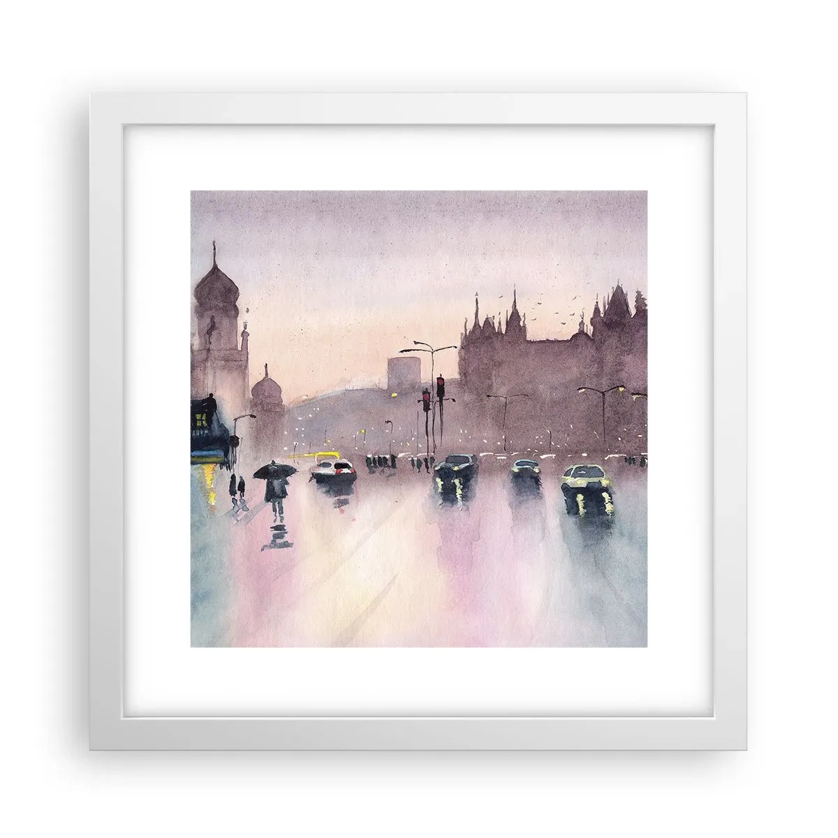 Poster in einem weißen Rahmen - Im regnerischen Dunst - 30x30 cm