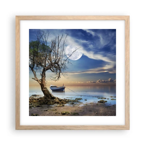 Poster in einem Rahmen aus heller Eiche - Ist das das Ende oder der Anfang? - 40x40 cm