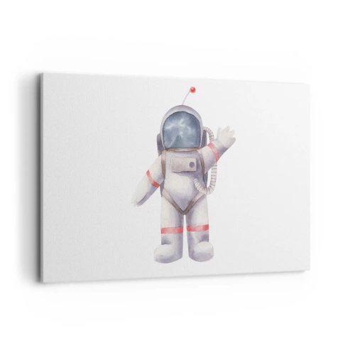 Bild auf Leinwand - Leinwandbild - Astronaut im Aquarellstil auf weißem Hintergrund - 120x80cm - Bis dann! - Moderne Wanddekoration für Wohnzimmer und Schlafzimmer ARTTOR