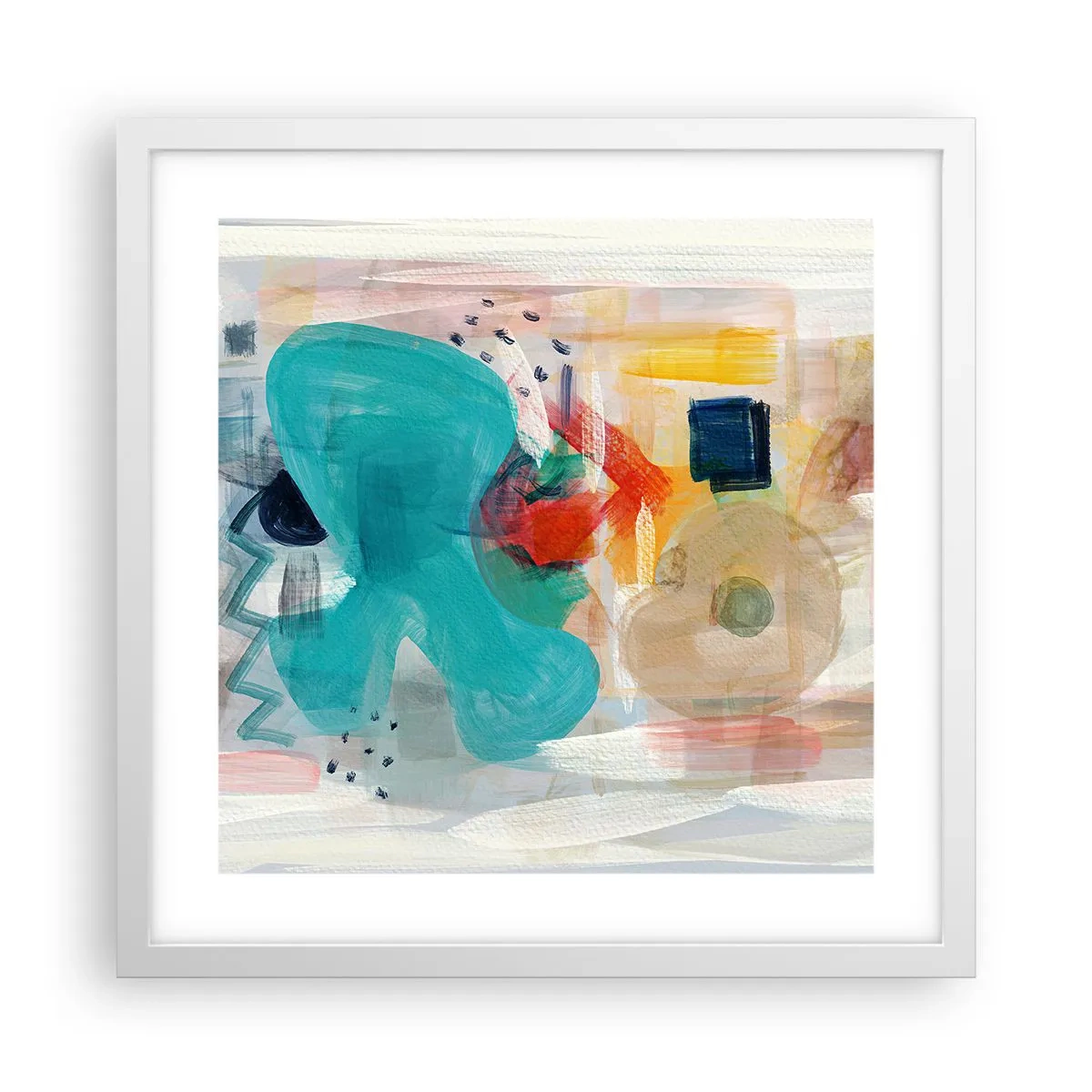 Poster in einem weißen Rahmen - Buntes Spiel - 40x40 cm