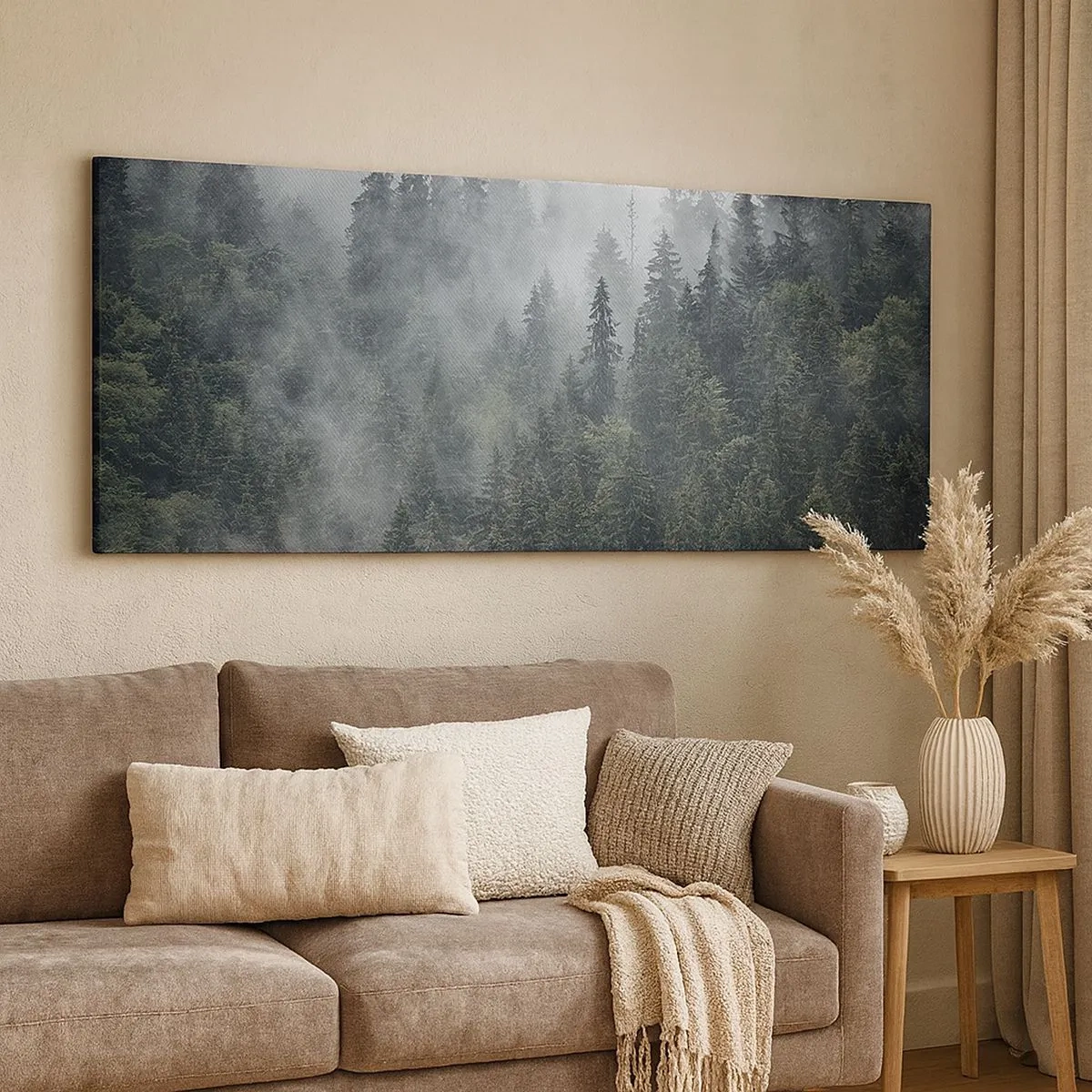 Bild auf Leinwand - Leinwandbild - Walddämmerung - 100x40 cm