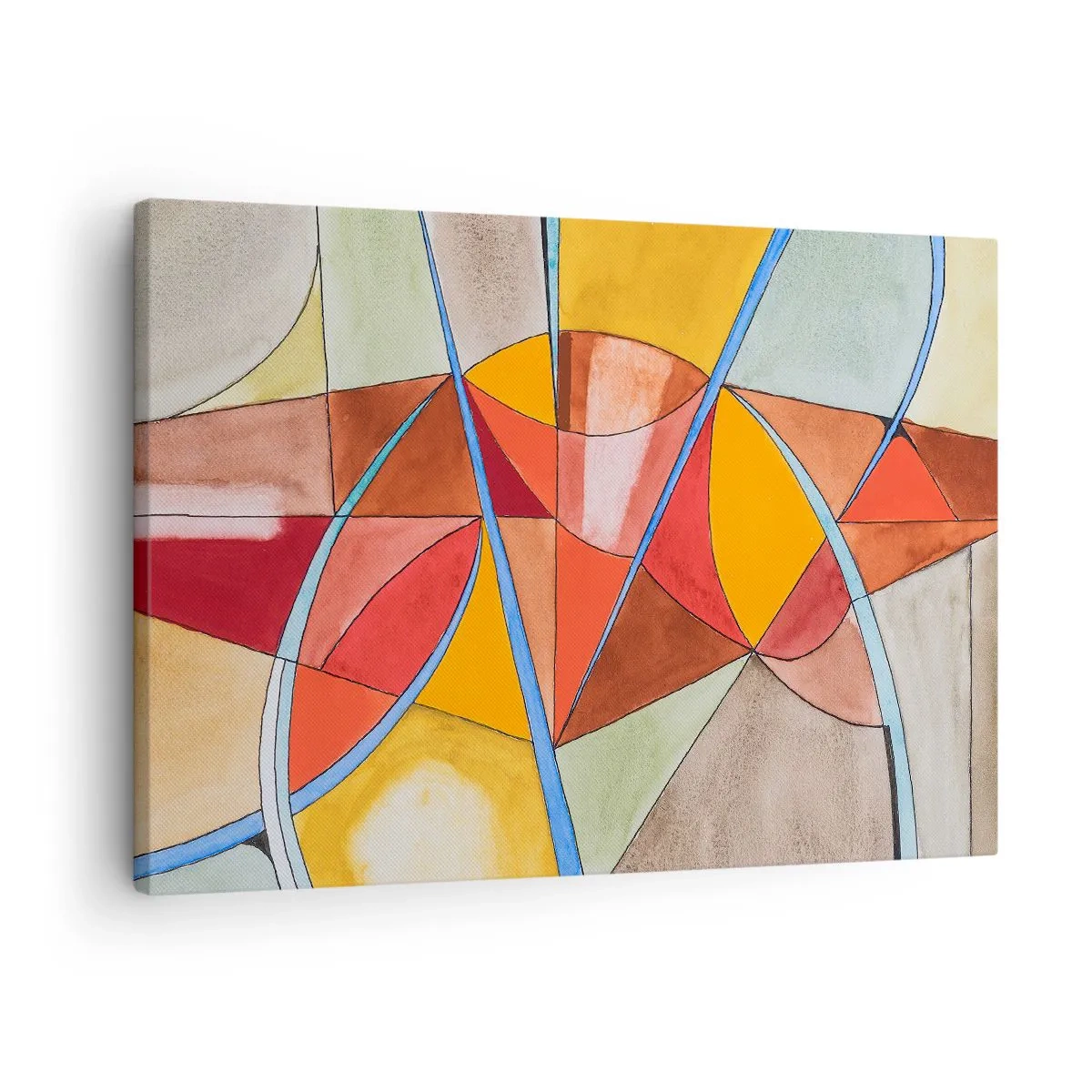 Bild auf Leinwand - Leinwandbild - Eine abstrakte Komposition in lebendigen geometrischen Farben. - 70x50cm - Das Karussell, das Traumkarussell - Moderne Wanddekoration für Wohnzimmer und Schlafzimmer ARTTOR