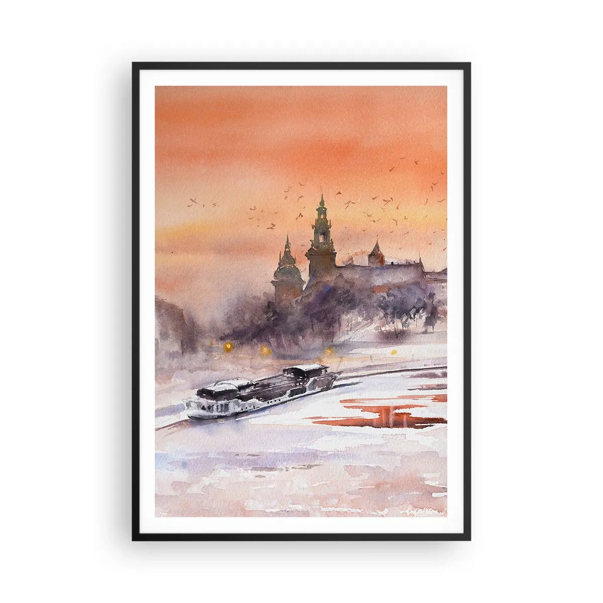 Poster in einem schwarzem Rahmen - Königlicher Sonnenuntergang - 70x100 cm