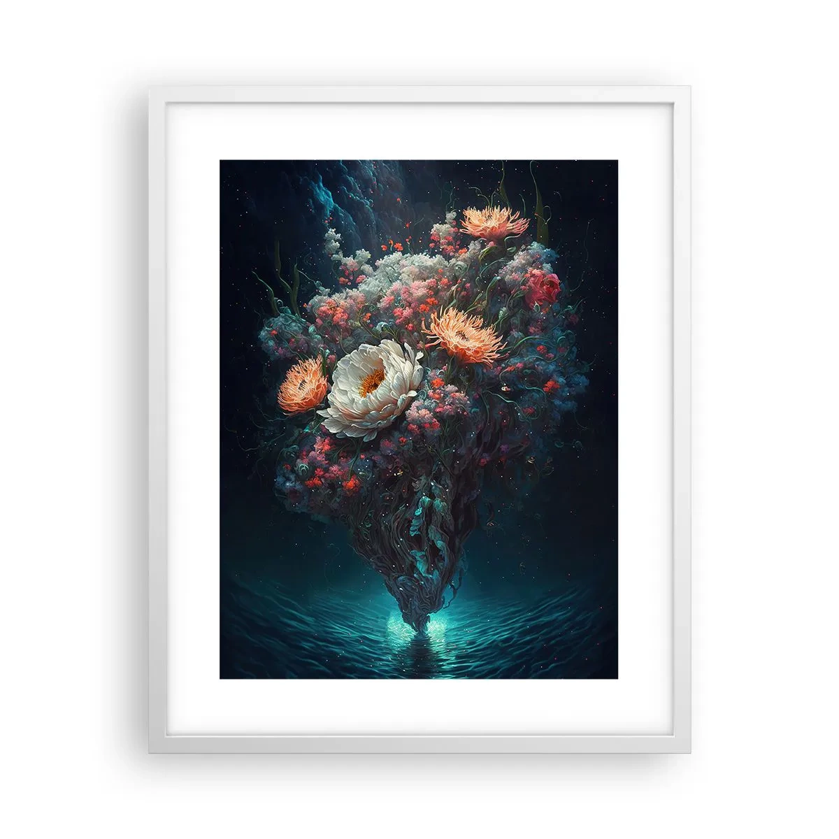 Poster in einem weißen Rahmen - Seltsamer Garten - 40x50 cm