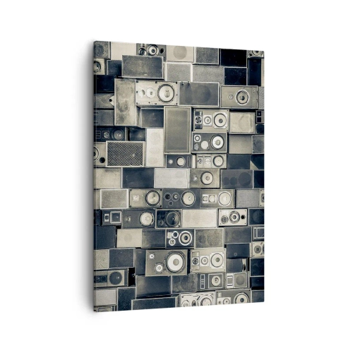 Bild auf Leinwand - Leinwandbild - Lautsprecherkollektion im Retro-Stil - 50x70cm - Und es ist alles in Ordnung - Moderne Wanddekoration für Wohnzimmer und Schlafzimmer ARTTOR