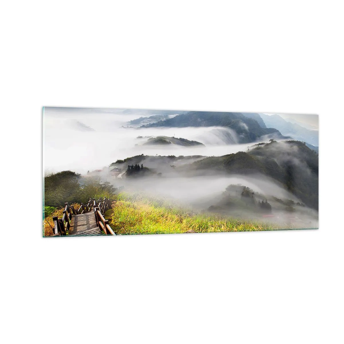 Glasbild - Bild auf glas - Gewebt aus Lichtschein und Nebel - 100x40 cm