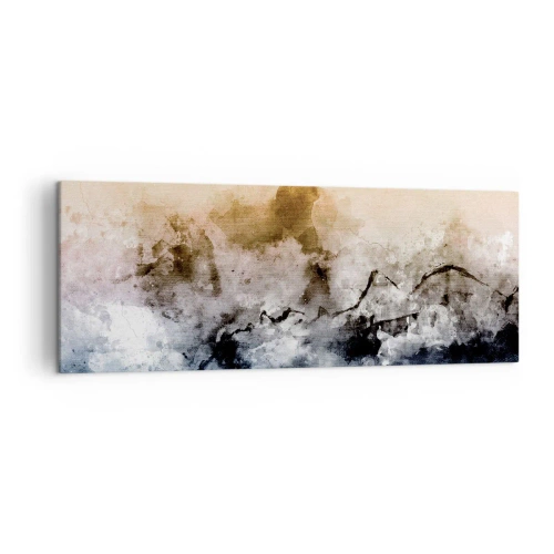 Bild auf Leinwand - Leinwandbild - Abstrakte Landschaft mit Nebel und dezenten Farben - 140x50cm - In einer Nebelwolke ertrunken - Moderne Wanddekoration für Wohnzimmer und Schlafzimmer ARTTOR