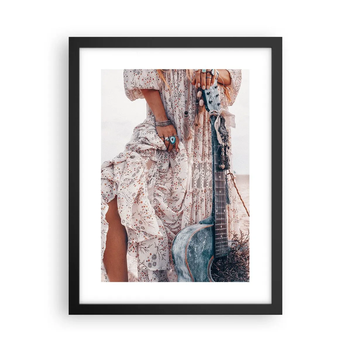 Poster in einem schwarzem Rahmen - Kinderblumen auf dem Weg - 30x40 cm