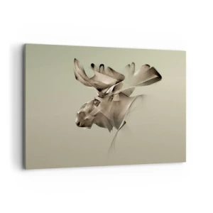 Bild auf Leinwand - Leinwandbild - Ein abstraktes Bild eines Elches auf einem minimalistischen Hintergrund - 100x70cm - Die sanfte Kraft des Friedens - Moderne Wanddekoration für Wohnzimmer und Schlafzimmer ARTTOR