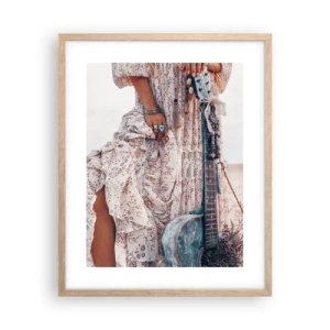 Poster in einem Rahmen aus heller Eiche - Kinderblumen auf dem Weg - 40x50 cm