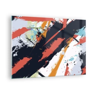 Glasbild - Bild auf glas - Abstrakte Pinselstriche in intensiven Farben - 70x50cm - Dynamische Komposition - Moderne Wanddekoration für Wohnzimmer und Schlafzimmer ARTTOR