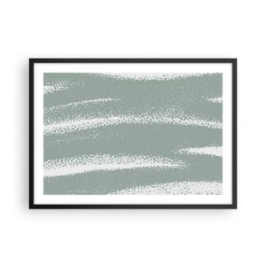 Poster in einem schwarzem Rahmen - Winterwellen in Mint- und Weißtönen - 70x50cm - Abstraktion im Winterklima - Moderne Wanddekoration für Wohnzimmer und Schlafzimmer ARTTOR