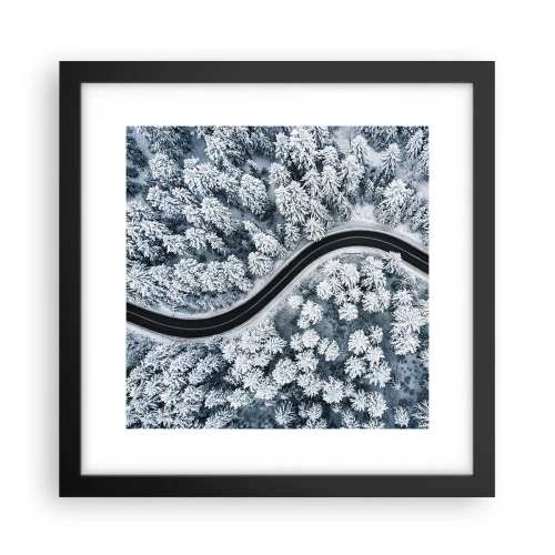 Poster in einem schwarzem Rahmen - Durch den Winterwald - 30x30 cm