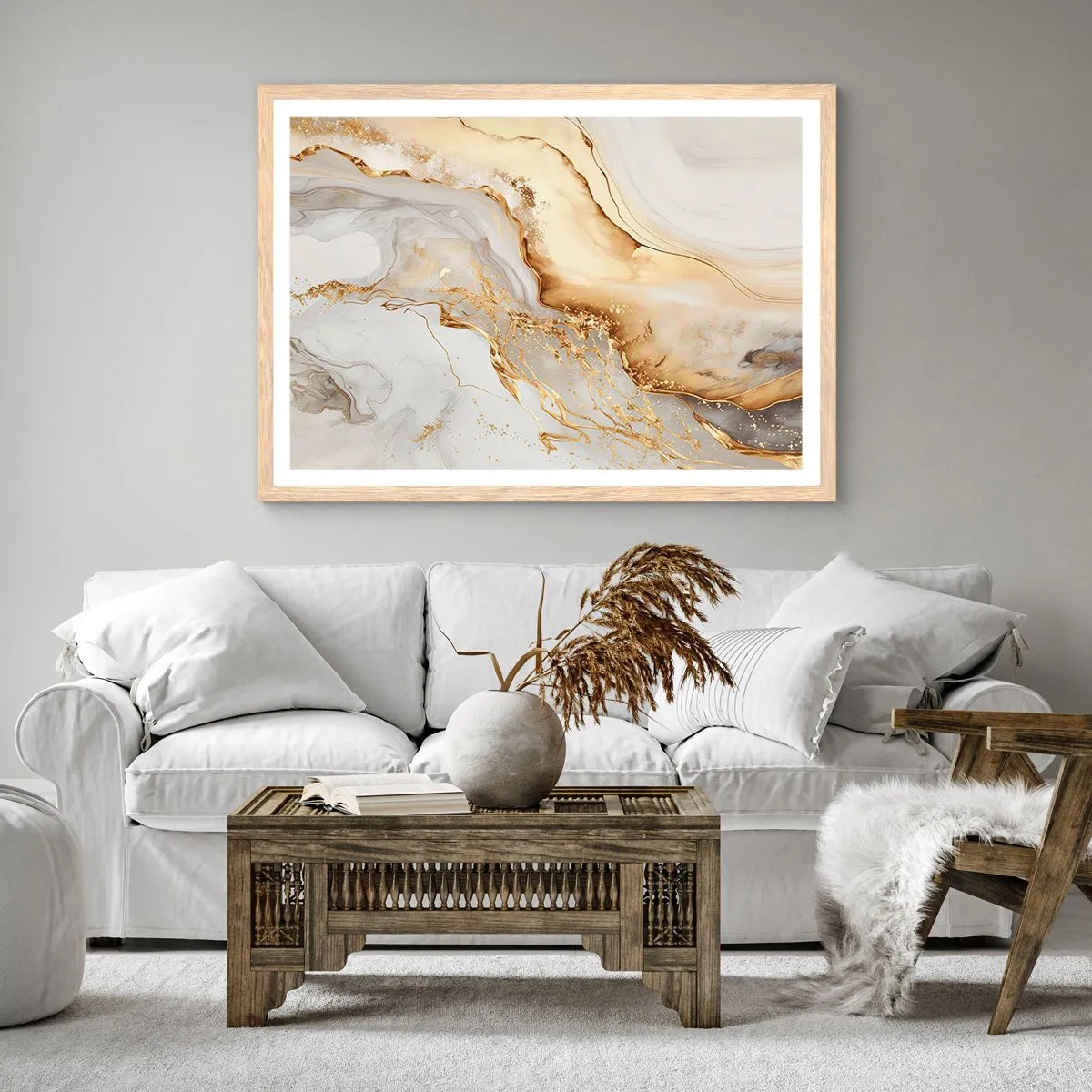 Poster in einem Rahmen aus heller Eiche - Abstraktion: Schönheit und Güte - 50x40 cm