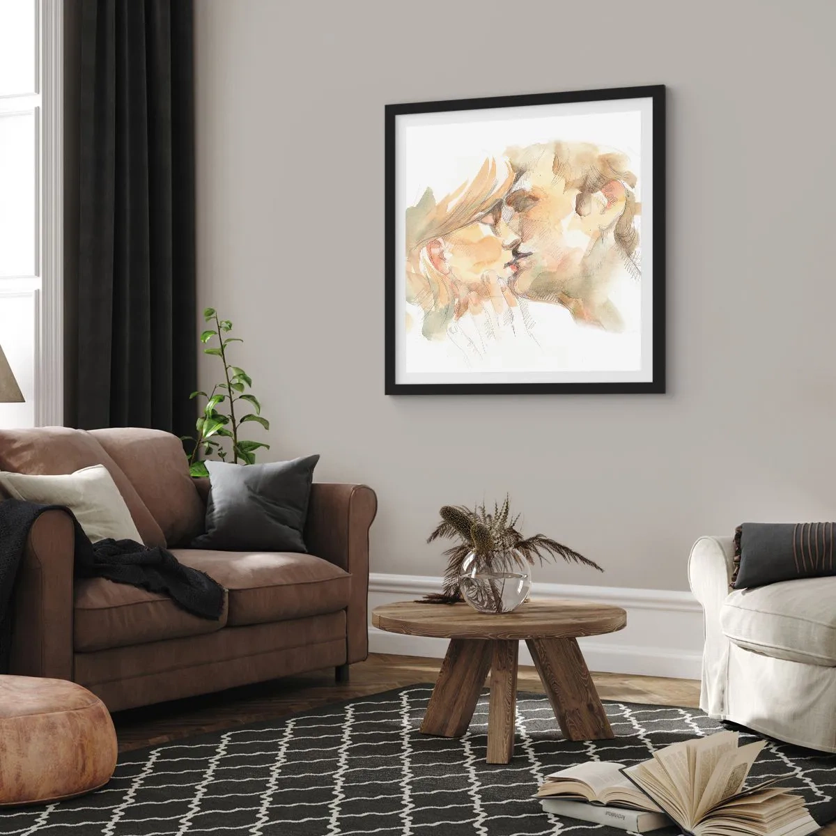 Poster in einem schwarzem Rahmen - Hälfte gefunden? - 40x40 cm