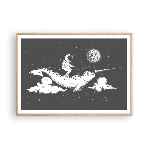 Poster in einem Rahmen aus heller Eiche - Weltraumreiter - 100x70 cm