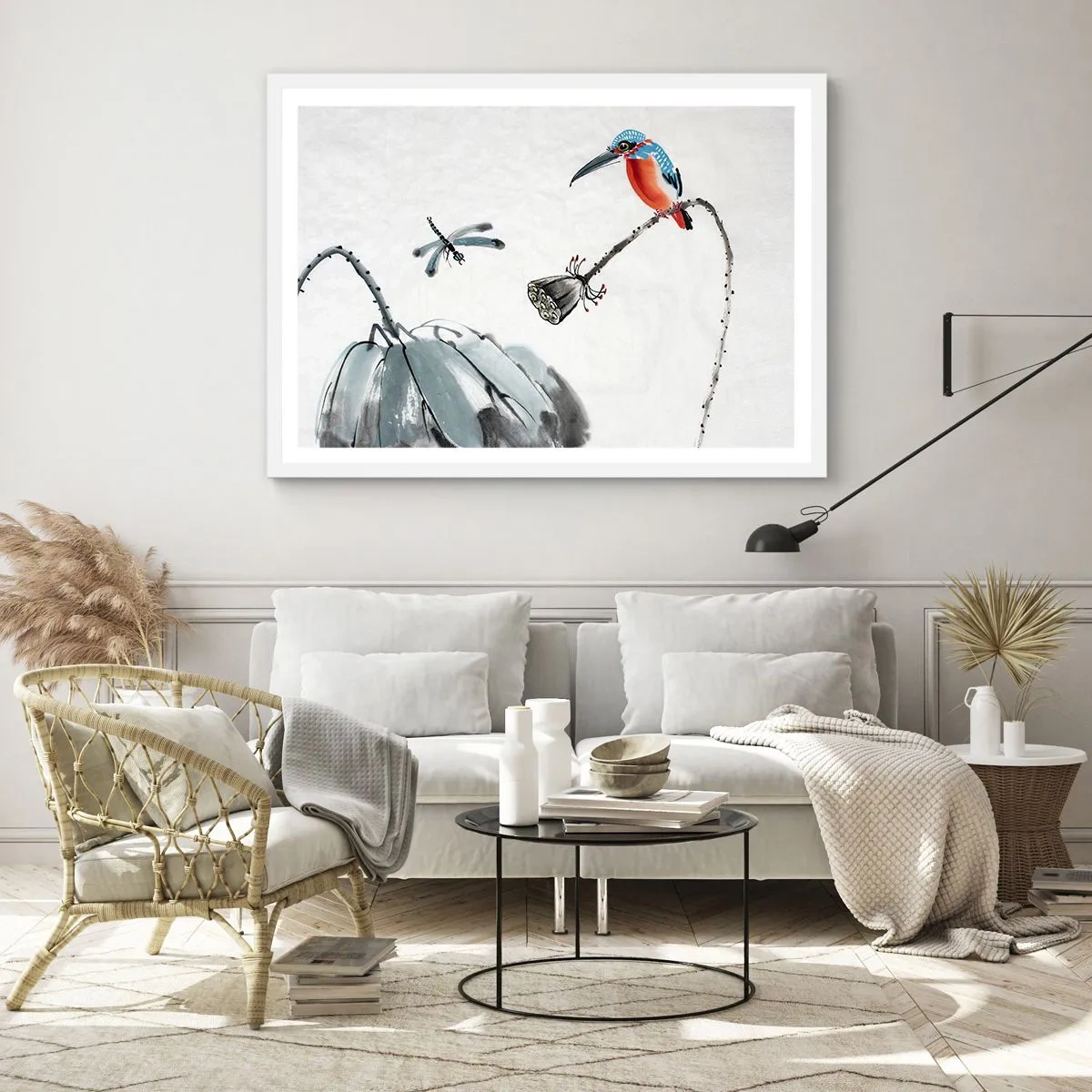 Poster in einem weißen Rahmen - Das Leben der Wiese - 100x70 cm