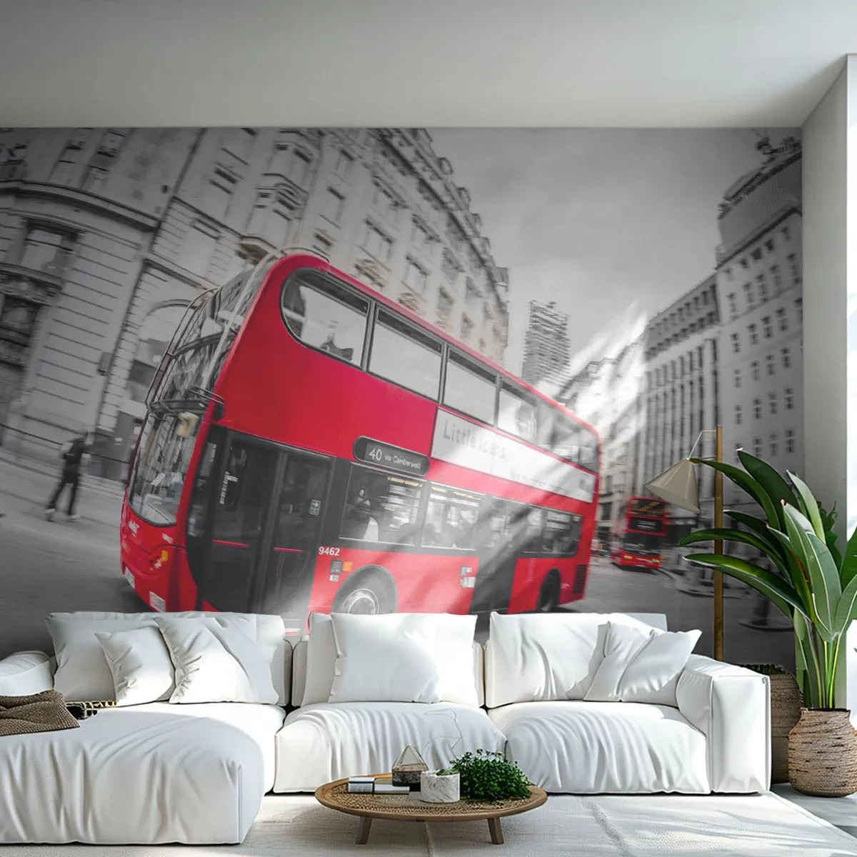 Fototapete Premium Sand - London traditionell - mit dem Bus - Stadt, London, roter Bus - 400x280 cm