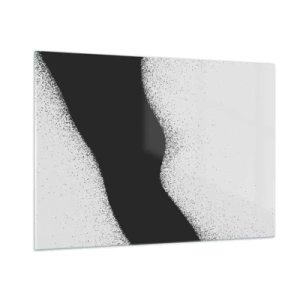Glasbild - Bild auf glas - Minimalistische Schwarz-Weiß-Abstraktion mit einem Punktverlauf - 100x70cm - Flüssiges Gleichgewicht - Moderne Wanddekoration für Wohnzimmer und Schlafzimmer ARTTOR