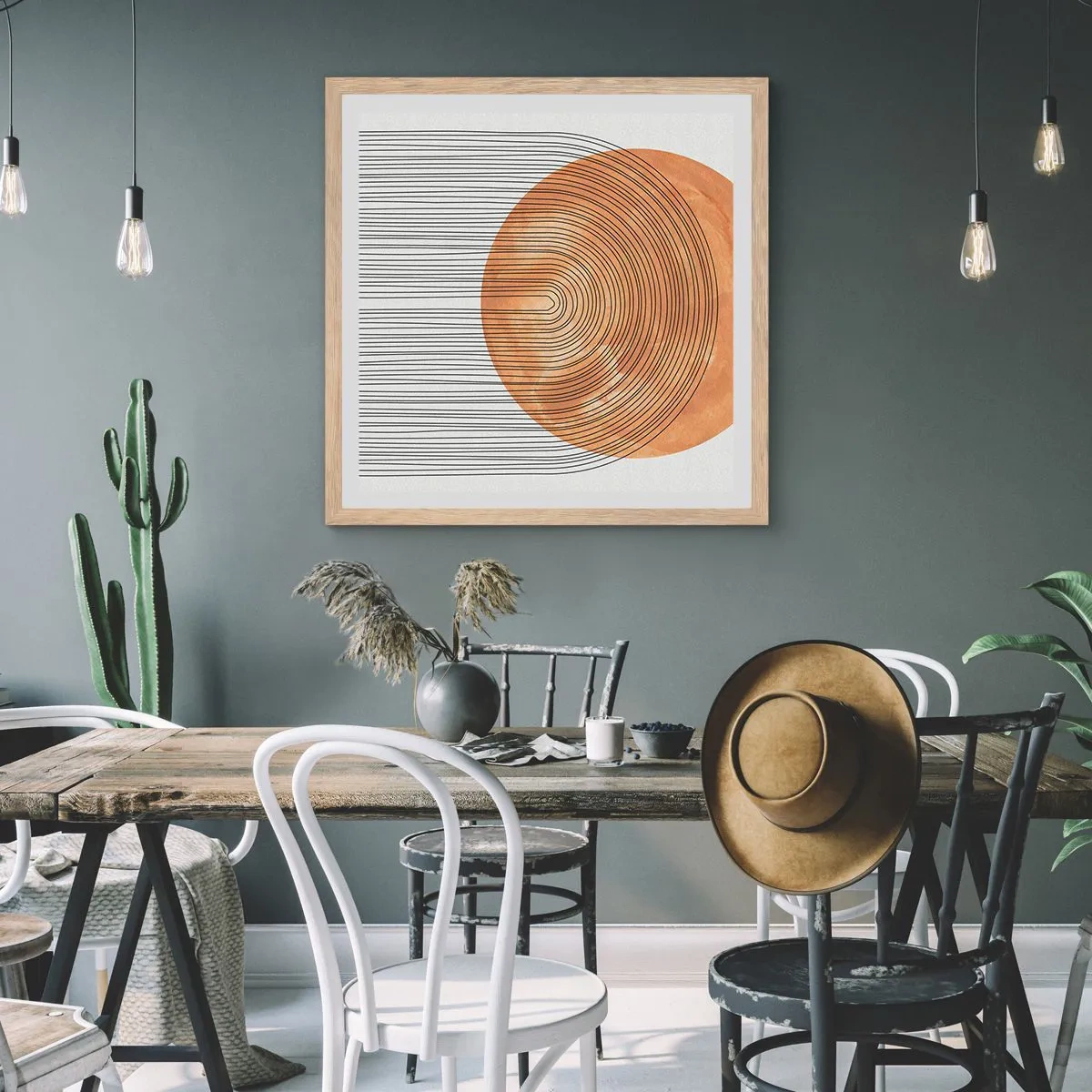 Poster in einem Rahmen aus heller Eiche - SonnenKomposition - 40x40 cm