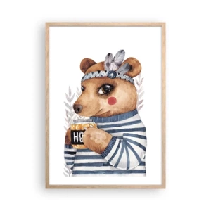 Poster in einem Rahmen aus heller Eiche - Süße Bärin - 50x70 cm