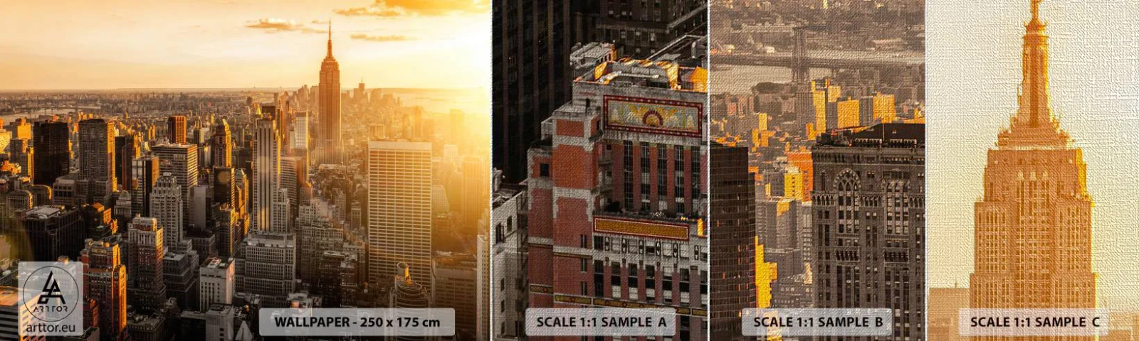 Fototapeten Muster Premium Canvas - In der Sonne wachsen - Stadt, New York, Die Architektur - 100x30 cm