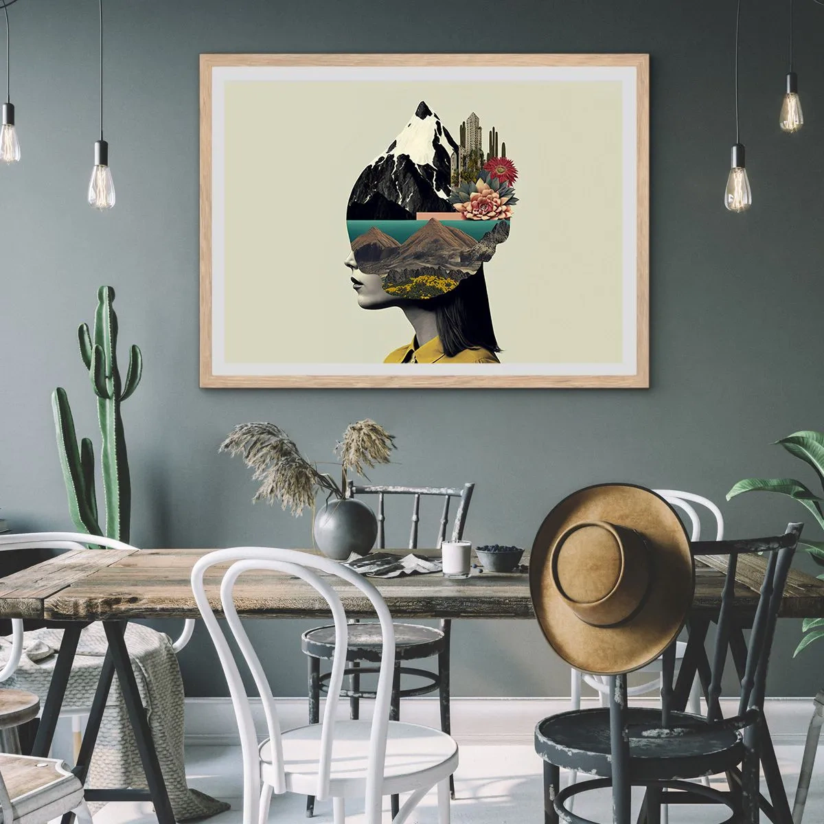 Poster in einem Rahmen aus heller Eiche - Frau – bleibt immer ein Geheimnis - 100x70 cm