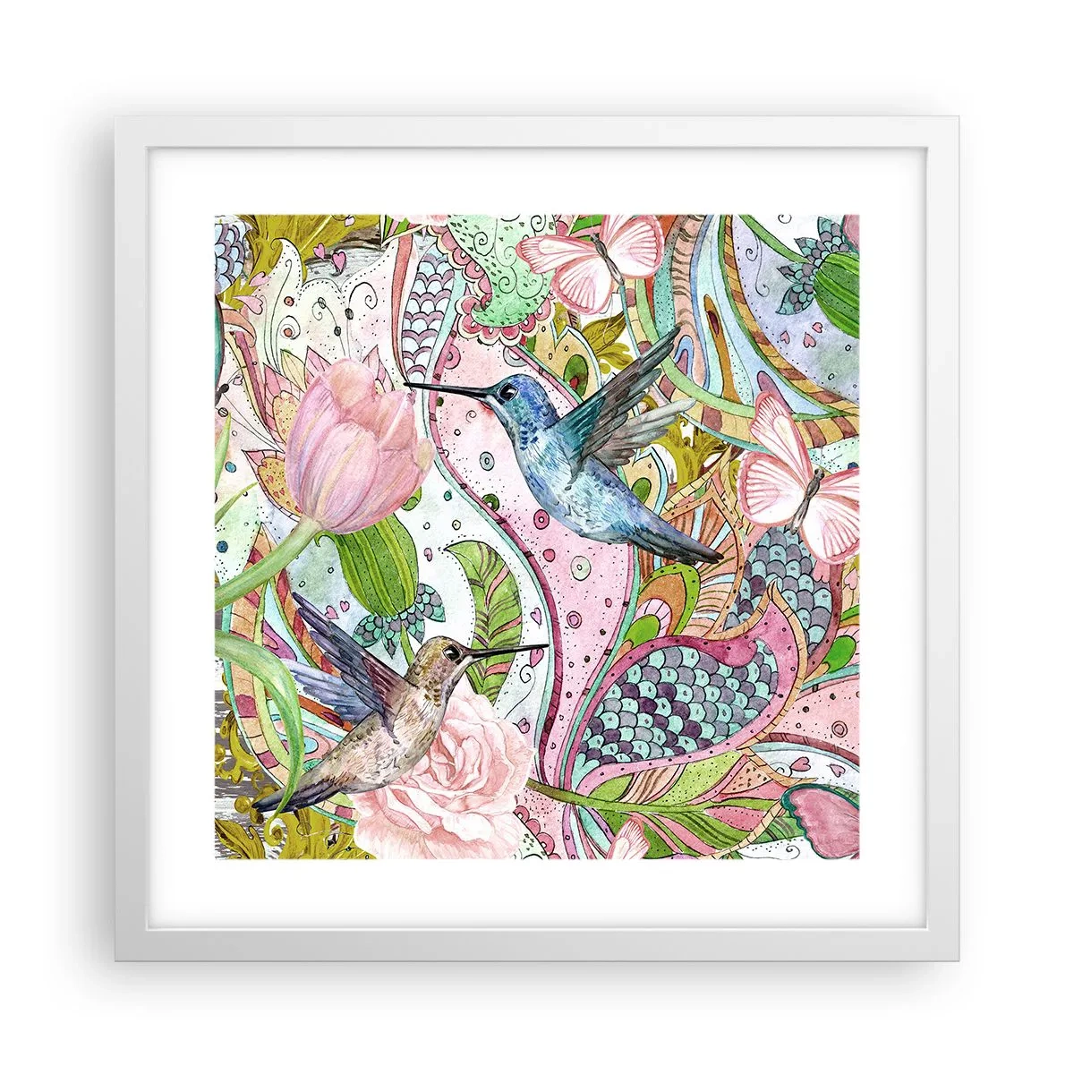 Poster in einem weißen Rahmen - Verstrickt in Weinreben - 40x40 cm