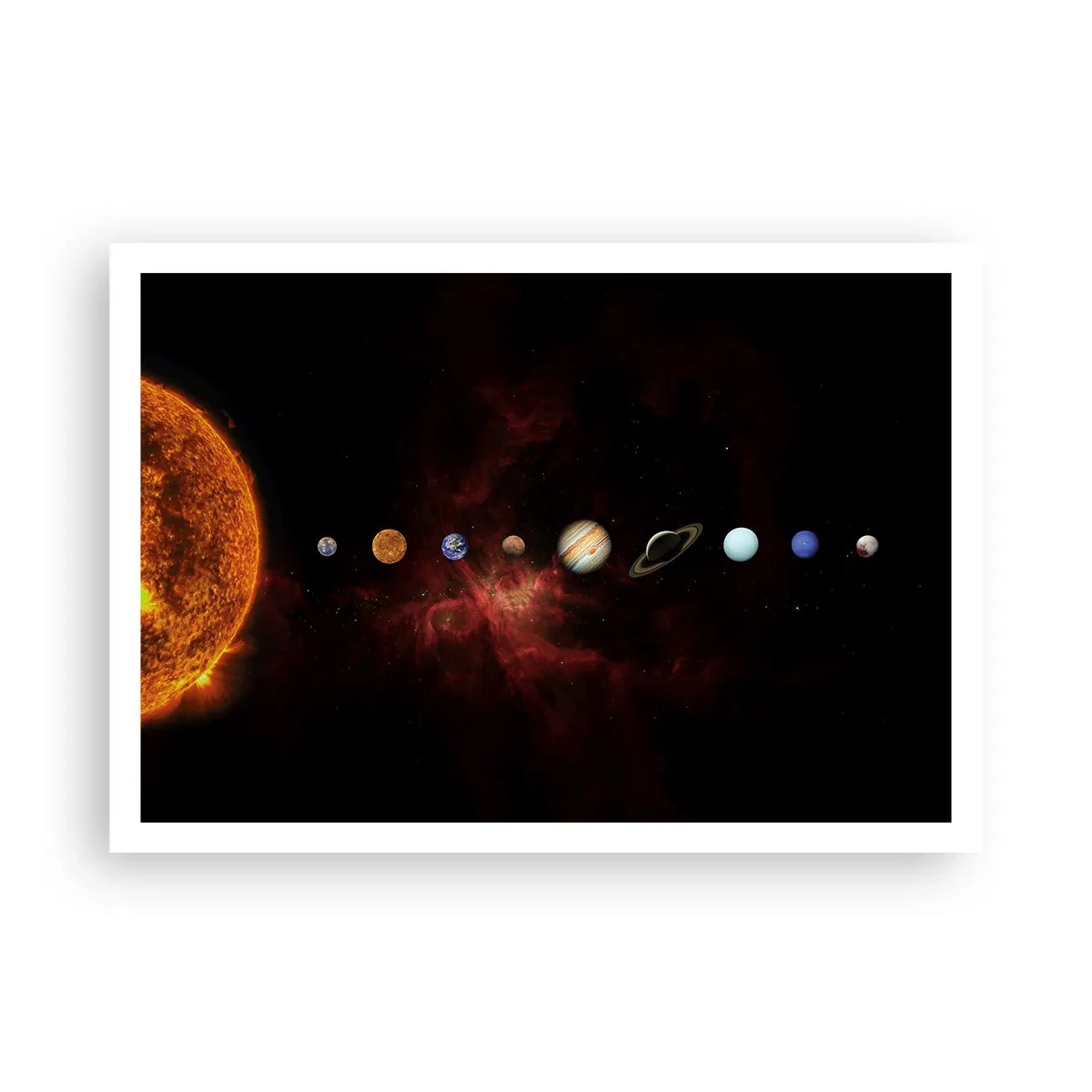 Poster - Das Sonnensystem mit Planeten vor dem Hintergrund des Weltraums - 100x70cm - Unsere Nachbarschaft - Moderne Wanddekoration für Wohnzimmer und Schlafzimmer ARTTOR
