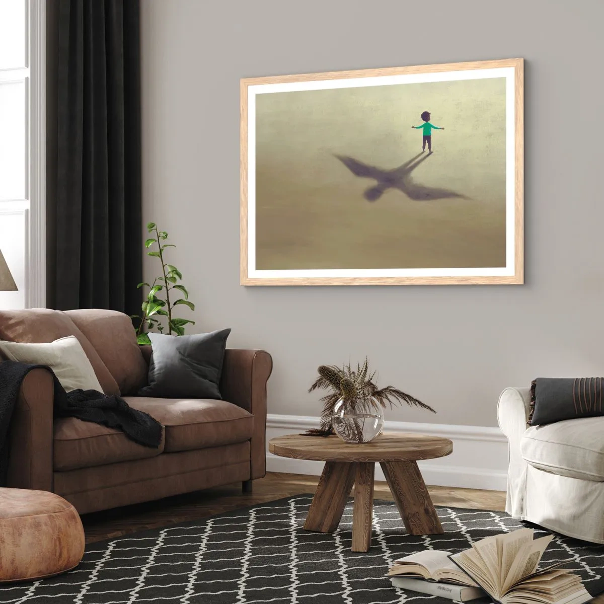 Poster in einem Rahmen aus heller Eiche - Der Held der Zukunft - 50x40 cm