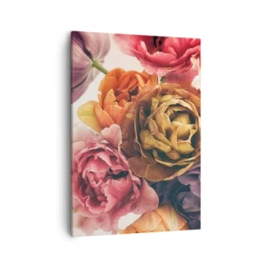 Bild auf Leinwand - Leinwandbild - Ein Strauß verschiedener Blumen in intensiven Farben - 50x70cm - Eine Feier des Lebens - Moderne Wanddekoration für Wohnzimmer und Schlafzimmer ARTTOR