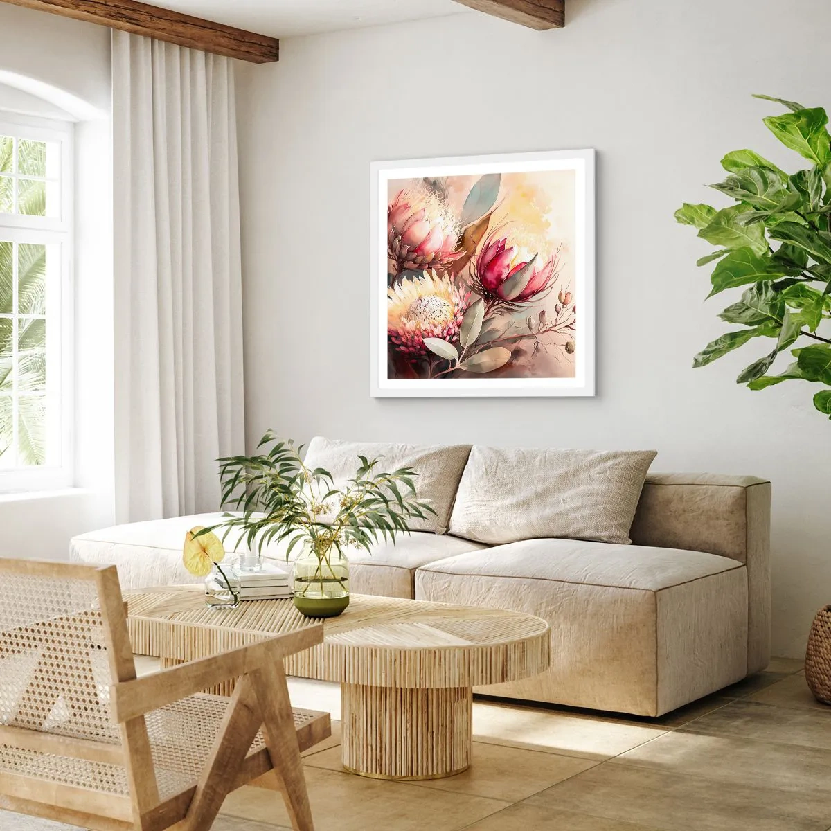 Poster in einem weißen Rahmen - Im Profil und en face - 60x60 cm