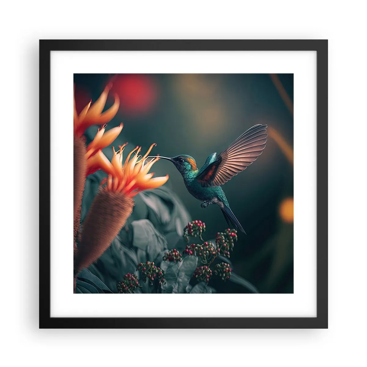 Poster in einem schwarzem Rahmen - Wirklich buntes Leben - 40x40 cm