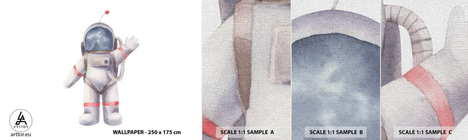 Fototapeten Muster Premium Canvas - Bis dann! - Astronaut, Kinder, Minimalismus - 100x30 cm