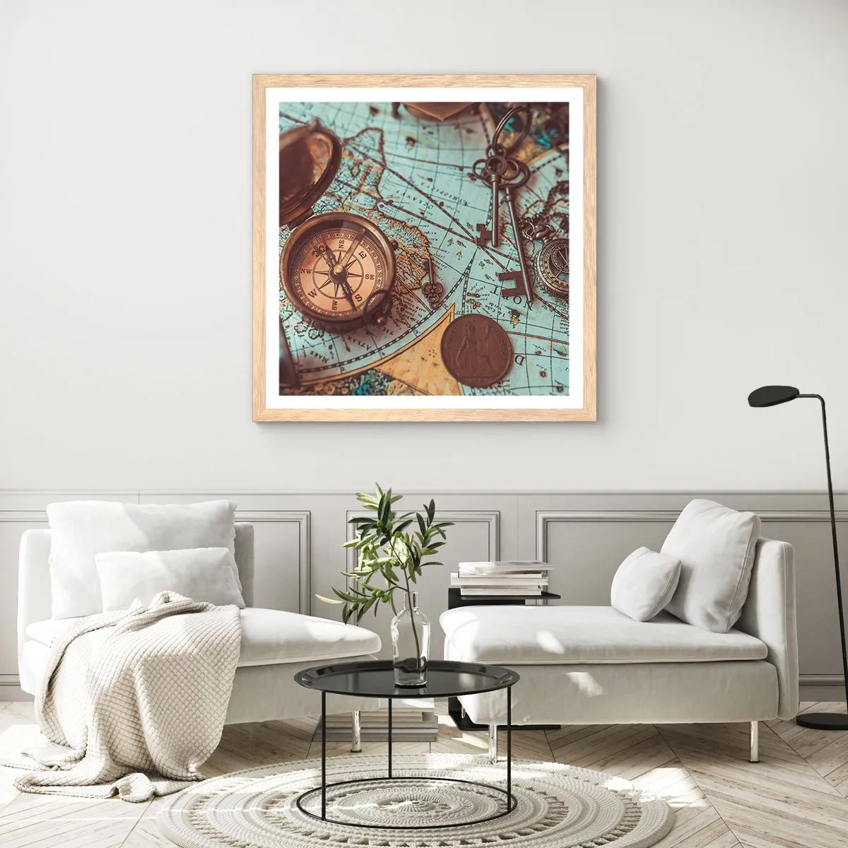 Poster in einem Rahmen aus heller Eiche - Für den Abenteurer - 40x40 cm