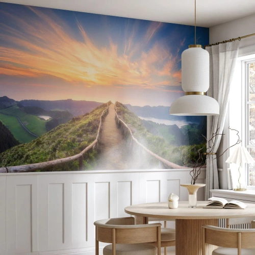 Fototapete Premium Canvas - Nah am Himmel - Berglandschaft, Natur, Sonnenuntergang - 200x140 cm