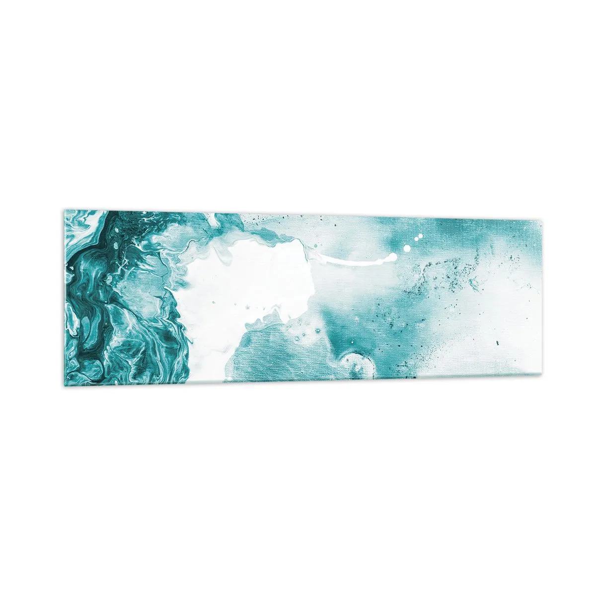 Glasbild - Bild auf glas - Abstraktion in Blautönen mit zarten Akzenten in Weiß - 160x50cm - Morast von Blau - Moderne Wanddekoration für Wohnzimmer und Schlafzimmer ARTTOR