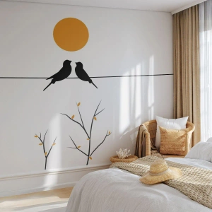 Fototapete Premium Canvas - Abend der Nachtigallen - Abstraktion, Vögel, Grafik - 350x256 cm