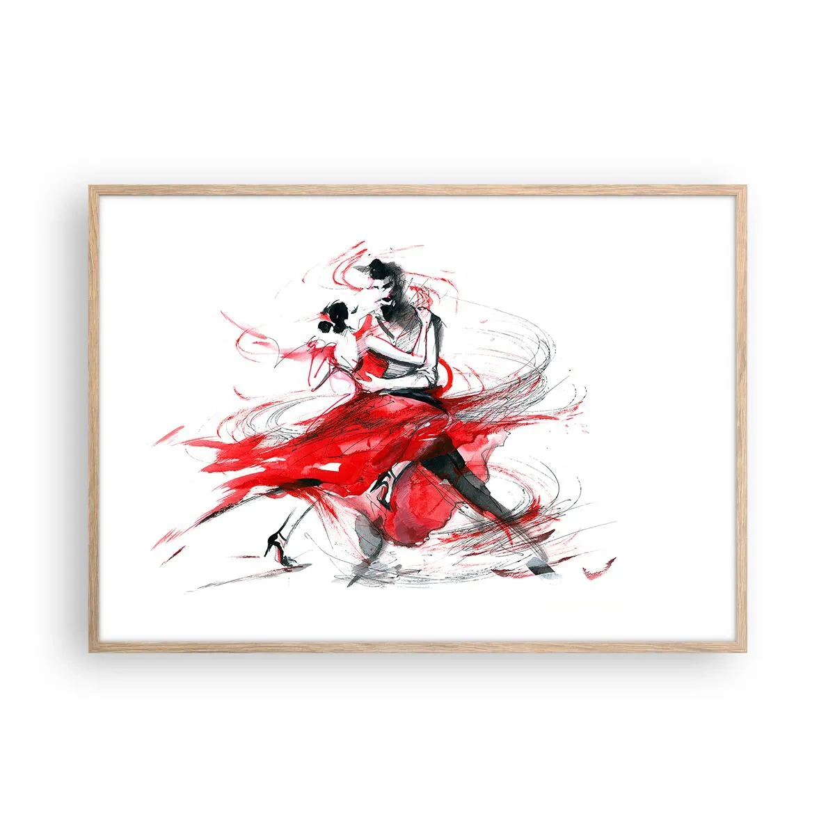 Poster in einem Rahmen aus heller Eiche - Tango – der Rhythmus der Leidenschaft - 100x70 cm
