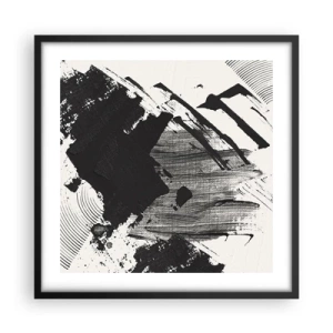 Poster in einem schwarzem Rahmen - Abstraktion – Ausdruck von Schwarz - 50x50 cm