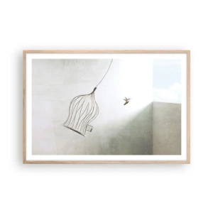 Poster in einem Rahmen aus heller Eiche - In seinem Element - 91x61 cm