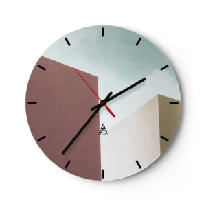 Wanduhr - Glasuhr - Minimalistische Architektur mit geometrischen Formen - 30x30cm - Geometrie des sonnigen Sommers - Moderne Wanddekoration für Wohnzimmer, Küche und Schlafzimmer ARTTOR