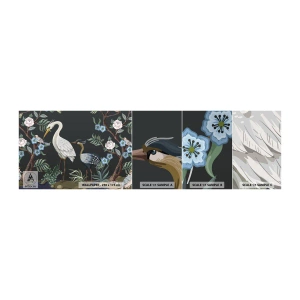 Fototapetenmuster Standard Eco - Vogelparade - Tiere, Blumen, Vogel - 100x30 cm