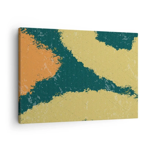 Bild auf Leinwand - Leinwandbild - Abstrakte Flecken in erdigen und grünen Farben - 70x50cm - Abstraktion – langsame Bewegung - Moderne Wanddekoration für Wohnzimmer und Schlafzimmer ARTTOR