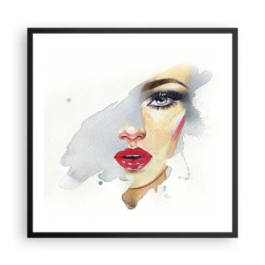 Poster in einem schwarzem Rahmen - Abspiegeln in einem Wassertropfen - 60x60 cm