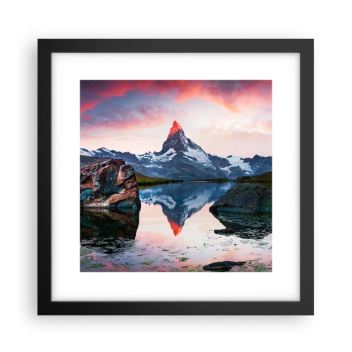 Poster in einem schwarzem Rahmen - Das Herz der Berge ist heiß - 30x30 cm