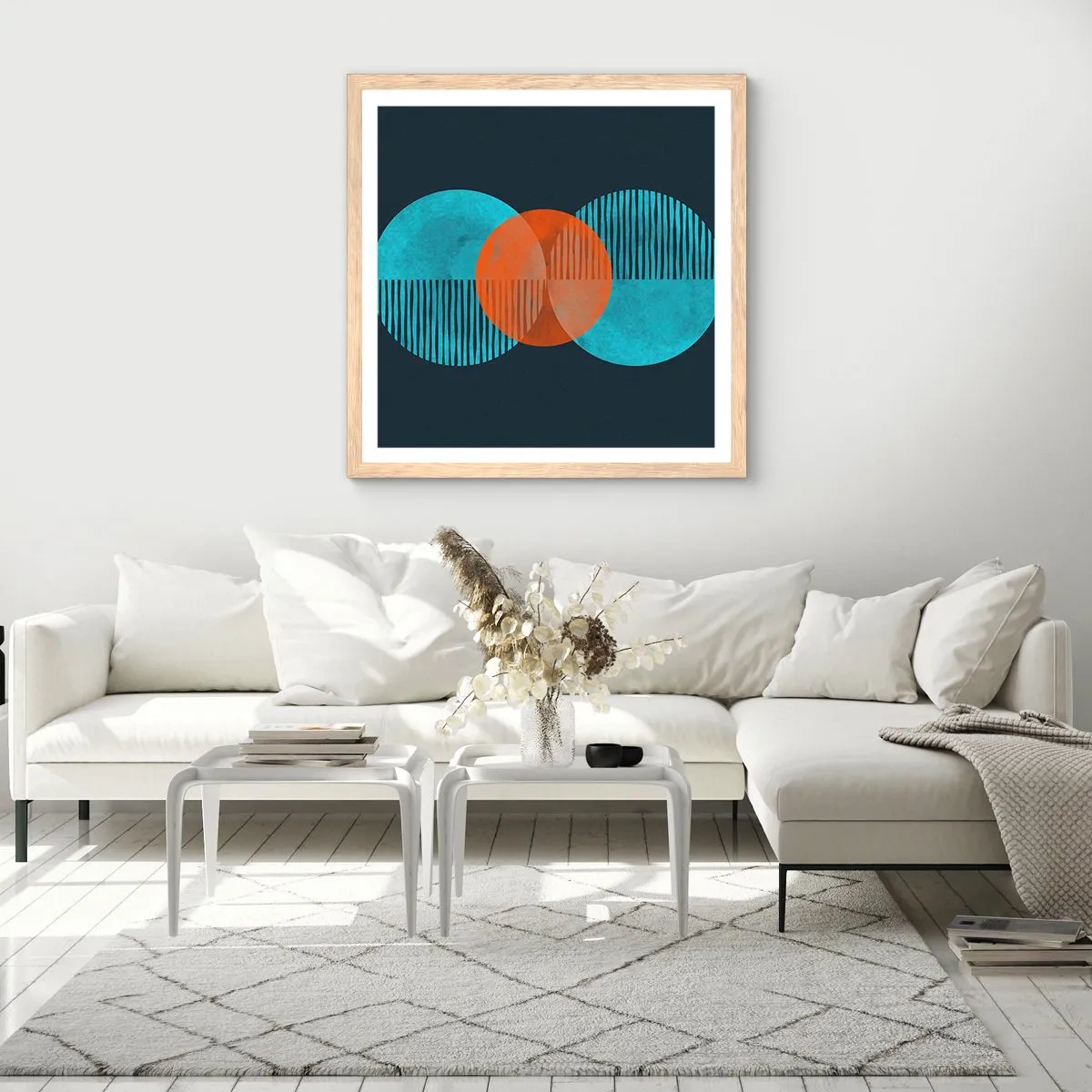 Poster in einem Rahmen aus heller Eiche - Symmetrische Komposition - 60x60 cm